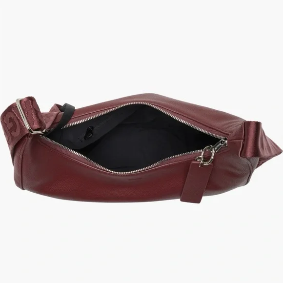 BAGGU Medium Recycled Leather Crescent Shoulder Bag Mahogany Burgundy NWT - Picture 4 of 14